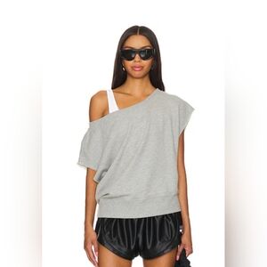 Spiritual Gangster "La Vida" Heather Gray Off The Shoulder Sweatershirt